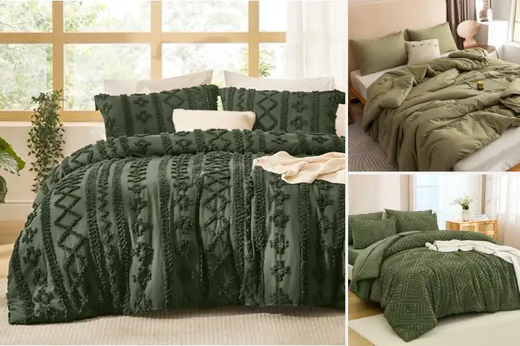 Detailed view of Best Boho Olive Comforter Sets